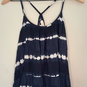 LOFT Navy and White Tie-Dye Women's Top
